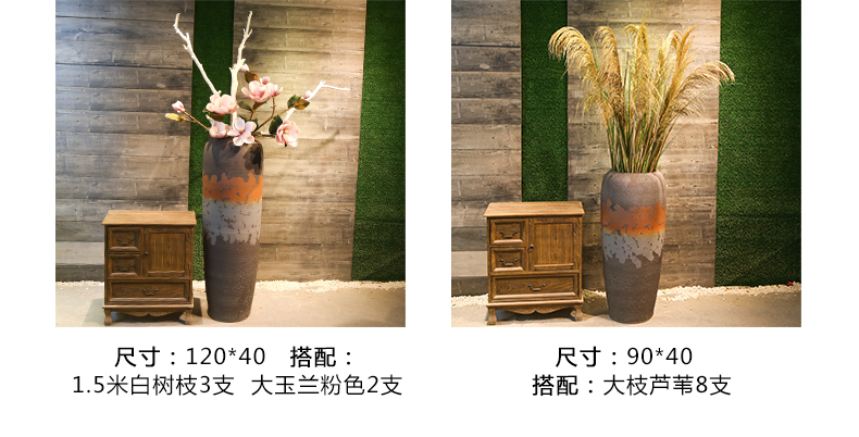 Jingdezhen coarse pottery vase retro nostalgia of large industrial contracted wind mesa simulation flower ceramic flower receptacle