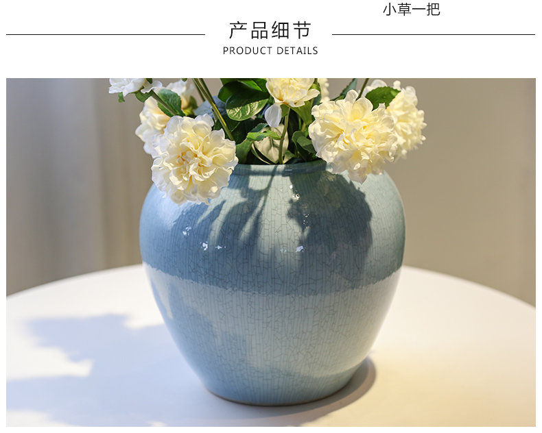 Mesa of jingdezhen ceramic vase sitting room hotel villa decoration decoration flower implement crack glaze furnishing articles simulation flower art