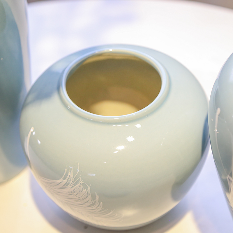 Jingdezhen ceramic checking painting mesa vase club show new Chinese style adornment flowers in the living room small place