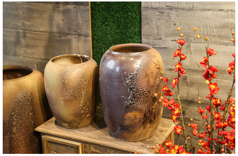 Jingdezhen coarse pottery pottery vase restoring ancient ways furnishing articles hotel villa decoration floor between example floral suit furnishing articles