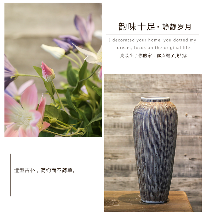 Jingdezhen manual coarse some ceramic pot vases, flower receptacle mesa adornment simulation flower, flower art set of living room big furnishing articles