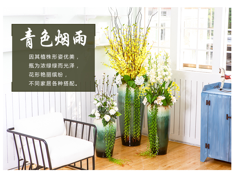 Jingdezhen ceramic floor living room big vase hall club entity decoration flower flower flower implement simulation suits for