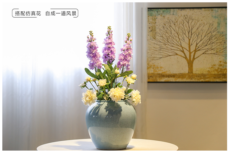 Mesa of jingdezhen ceramic vase sitting room hotel villa decoration decoration flower implement crack glaze furnishing articles simulation flower art