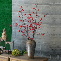 Wu Tongguo Living Room Decorative Red Fruit Flower Strip Long Withered Branches Overall Flower Art Simulation Flower Fake Flower Home Setup Flower