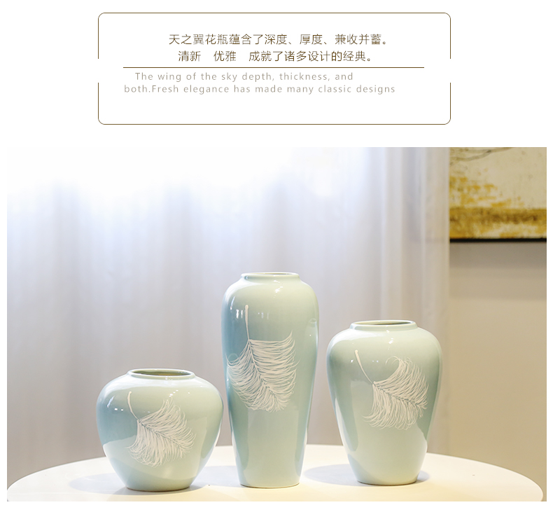 Jingdezhen ceramic checking painting mesa vase club show new Chinese style adornment flowers in the living room small place