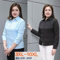 Increase Code Long Sleeve White Shirt Woman Fat mm240 Jin Spring Loaded Loose Korean version Career Lining Work Business Blouse