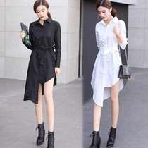 New white shirt woman 2022 spring dress with long fashion striped blouses big code casual Korean version spring clothes tide