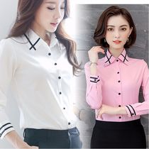 White shirt women's long sleeve Korean version of autumn large size professional clothes frock slim shirt student coat work clothing