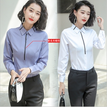 V Collar White Shirt Woman Long Sleeve Blouse 2022 New Korean Version Fashion Career Lady Temperament Tooling Spring Dress Lining Clothes