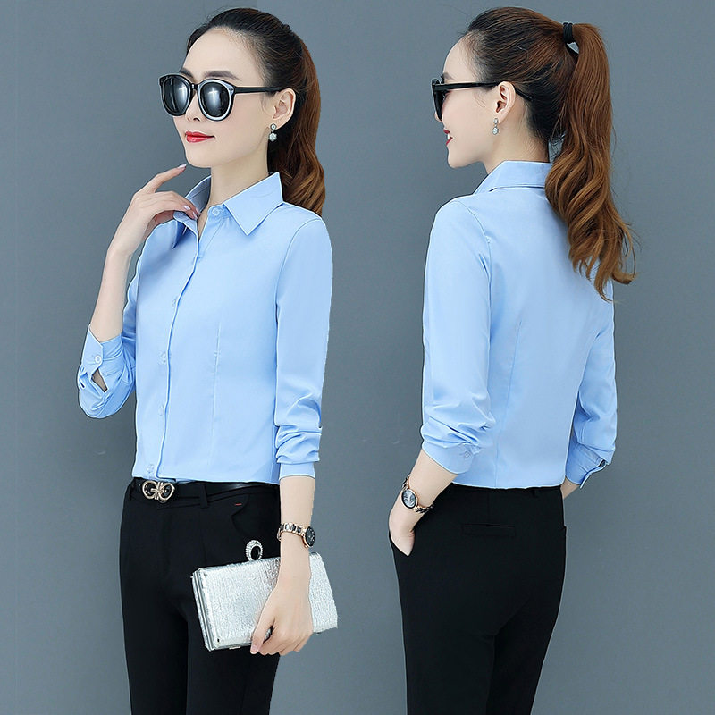 2022 Summer Front Desk White Shirt Large Sleeve Sleeve to work dress shirt white collar work dress