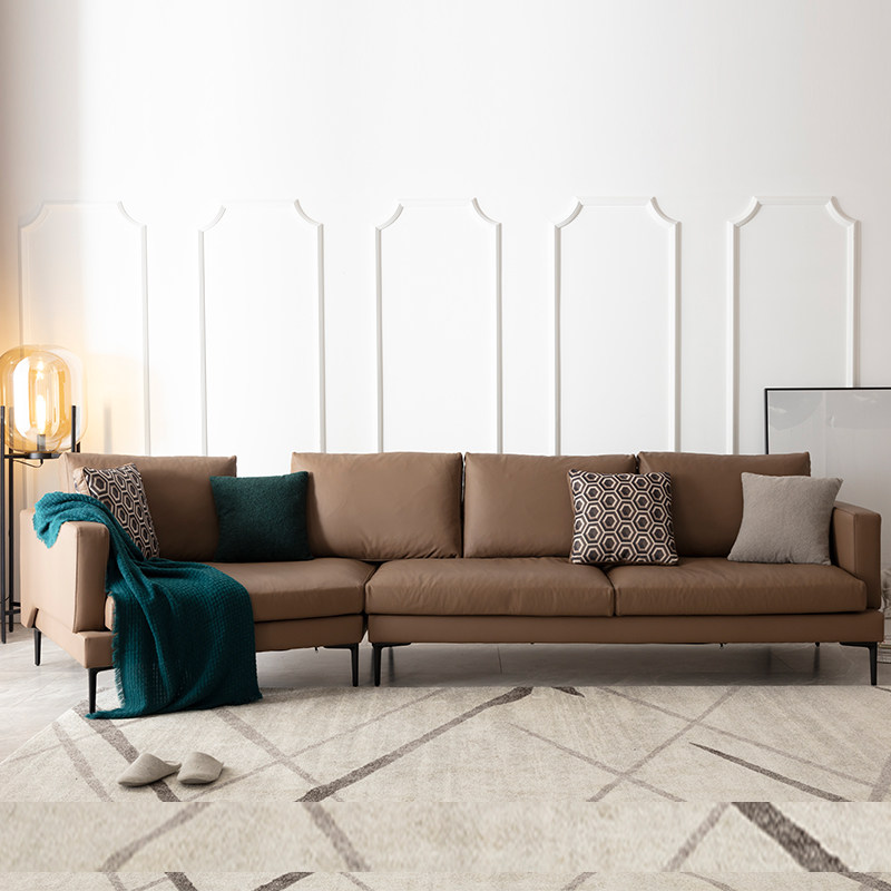 6 Cos says furniture) Modern Italian Minimalist Profiled Corner Sofa Head Layer Genuine Leather Customizable arbitrary Size Color