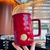Starbucks 2022 Valentines Day gift Retro red gold stereo Linginger Bronze Badge Phnom Penh Drink Mark Cups