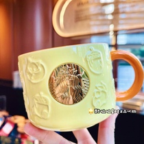 Starbucks 2021 Christmas Presents Solid Oak Fox Rabbit Maple Leaf Relief Nameplate Mark Water Mug