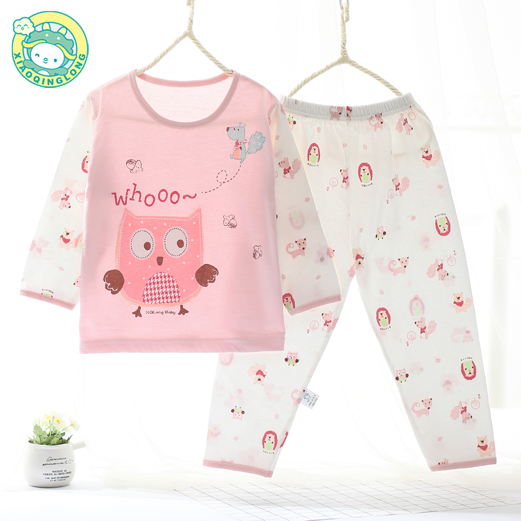 Xiaoqinglong điều hòa không khí phù hợp với trẻ em bông đồ ngủ cotton phần mỏng sợi tre đồ lót chàng trai phù hợp với cô gái mùa hè ăn mặc