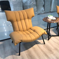 Sofa chair single chair first layer cowhide simple modern balcony casual leather steel frame home high backrest minimalist