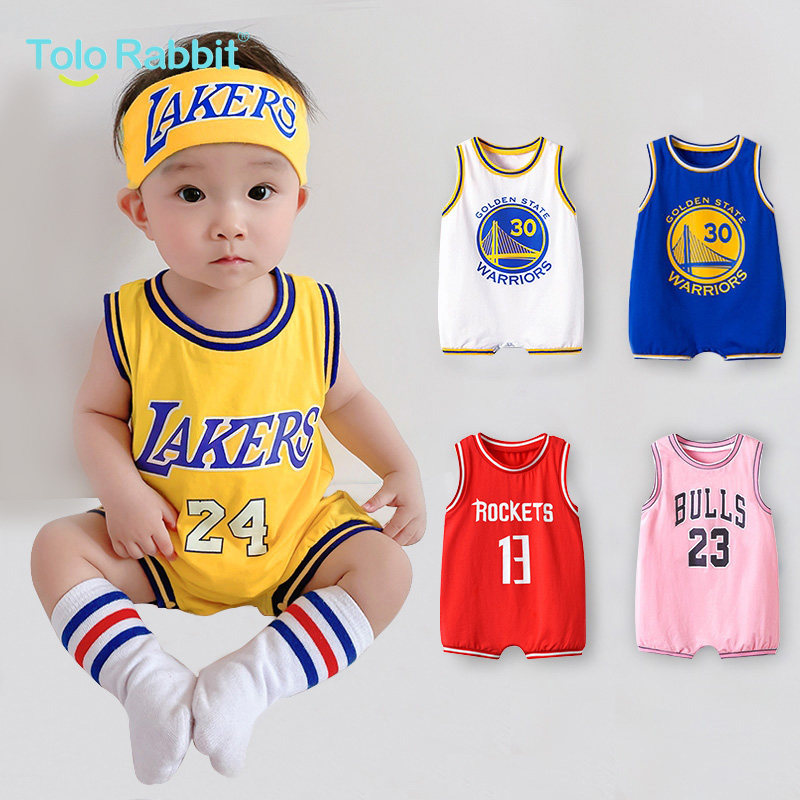 Baby jumpsuit summer cotton baby sleeveless vest thin basketball clothes Newborn sportswear summer climbing clothes tide