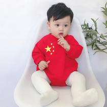  Baby clothes Autumn long-sleeved triangle climbing newborn baby bag fart Haiyi Chinese style red baby clothes autumn