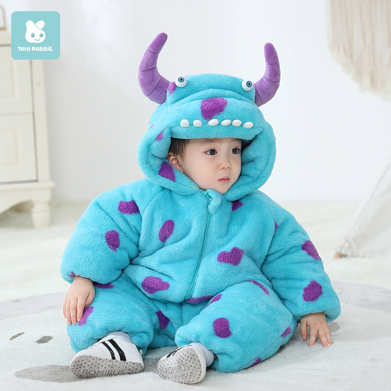 Baby Clothes, Hooded Little Monster Jumpsuit, Male and Female Baby Autumn and Winter Crawling Clothes, Newborn Warm Autumn and Winter Clothes, Cotton Clothes Baby Clothes, Hooded Little Monster Jumpsuit, Male and Female Baby Autumn and Winter Crawling Clothes, Newborn Warm Autumn and Winter Clothes, Cotton Clothes