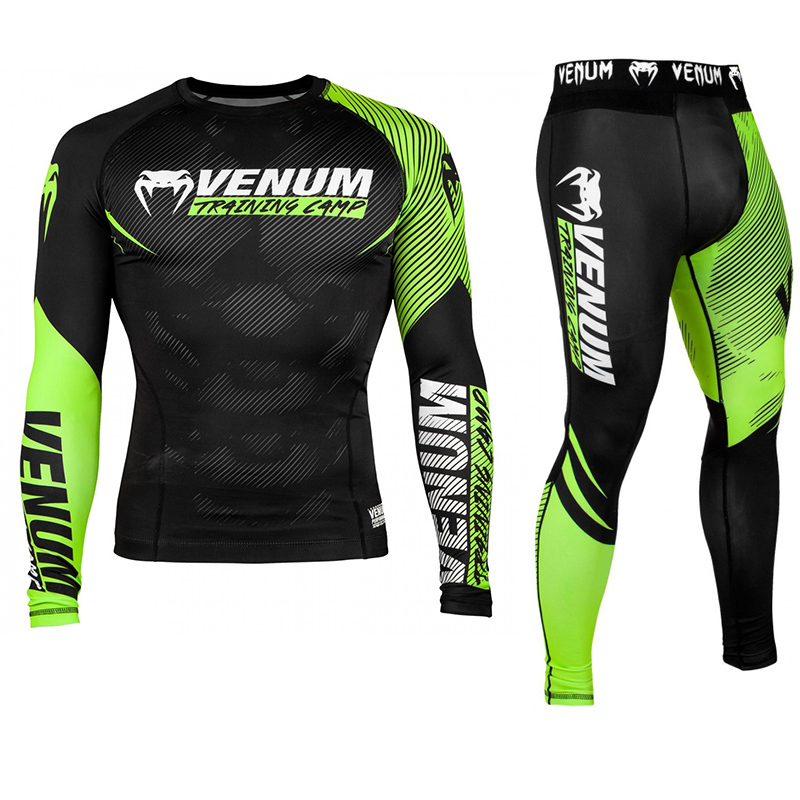 Venom Sports Suit Long-Sleeved Long Pants Spring and Autumn Fitness Tights Men's Fighting Boxing Sanda Training Compression Clothing