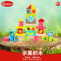 Early education wooden 33 barreled colored fruit cognitive building blocks for young children desktop benefits toy gifts