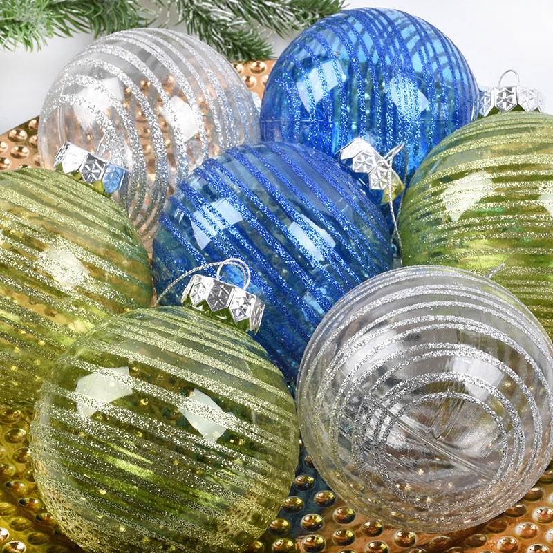 Christmas Tree Decoration Supplies 8CM Christmas transparent Ball Painted Line Styling Decoration Hanging for Christmas Transparent Ball Hang