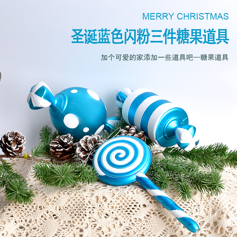 Christmas hanging accessories Candy 20CM Blue white plated Painted Sticks Candy Pendant Christmas Tree Placement Candy Pendant