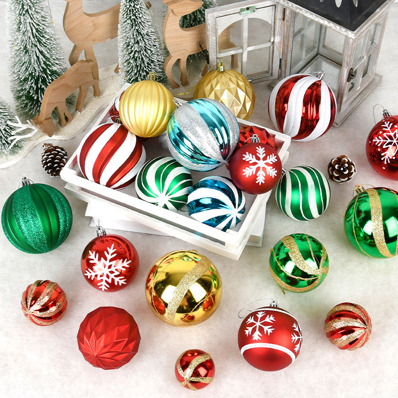 Christmas decorative ball 6-12CM painted plastic ball hanging ball round ball Rattan Flower Ring with Prop Decorations-Taobao