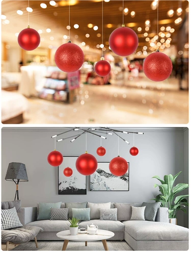 Красный декор, пластиковая подвеска, 6-30см