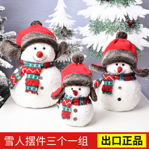 Haidi Christmas window ornaments home decoration gifts red and white flocking Lei Feng snowman decoration single group