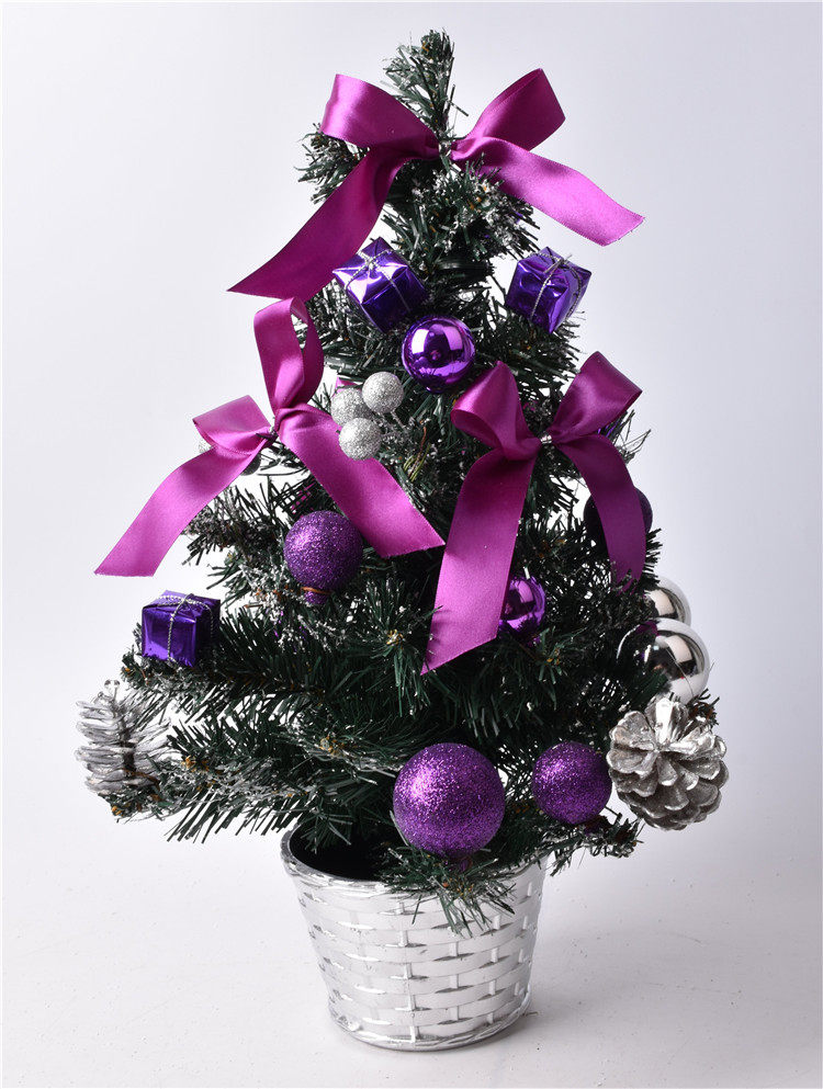 Heidi Scene arrangement Supplies Christmas desk face hem pieces 60CM purple small number of Christmas trees and flower inserts