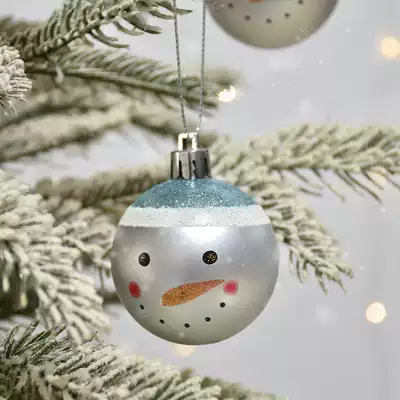 Christmas decoration supplies PVC plastic electroplated ball 5CM painted old man snowman elf ball Christmas tree hanging ball pendant