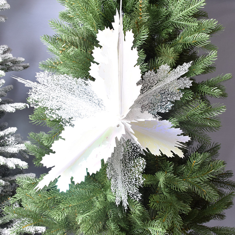 Christmas decorations Christmas window arrangements Props White Five Color Plated PVC Folding Snowflake Styling Pendant 36CM