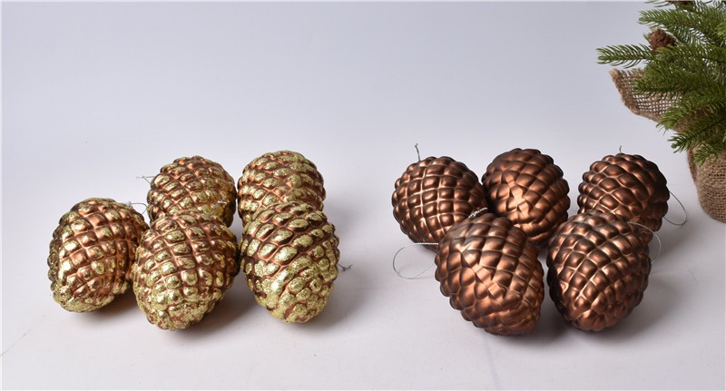 Heidi Christmas tree pendant Christmas simulation pine cone pendant 12CM brown electroplating plastic pine cone pendant single set