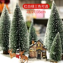 Christmas shooting props window decoration decoration mini Christmas tree table decoration pine needle sticky white decorative tree props