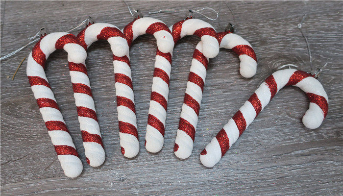 Heidi Christmas Day Tree Decorations Hanging Accessories Jerseille Plastic Small Walking Stick 8x15cm * 6 Dress Red White Accessories