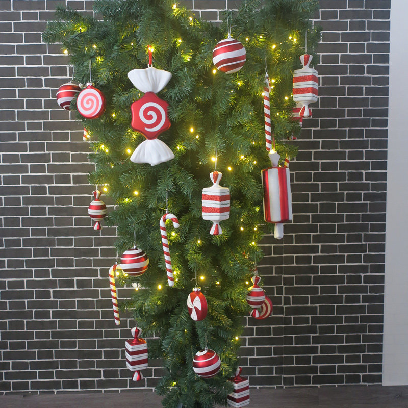 Christmas Inverted Hanging Tree 1 8-2 4 m Red White Candy Decoration Inverted Hanging Tree Decorations Wedding Festive Arrangement Supplies