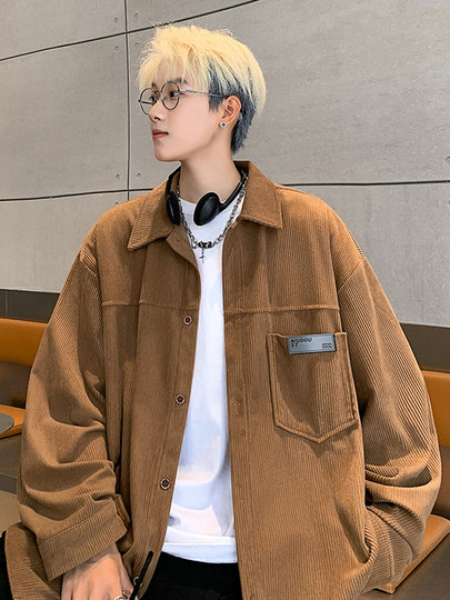 Chemise en velours côtelé à manches longues pour hommes, veste rétro américaine de grande taille, belle chemise japonaise haut de gamme, printemps et automne