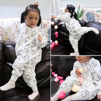 Autumn and winter baby split-leg sleeping bag Baby Miffy rabbit warm middle and large children anti-kick childrens flannel coral velvet winter