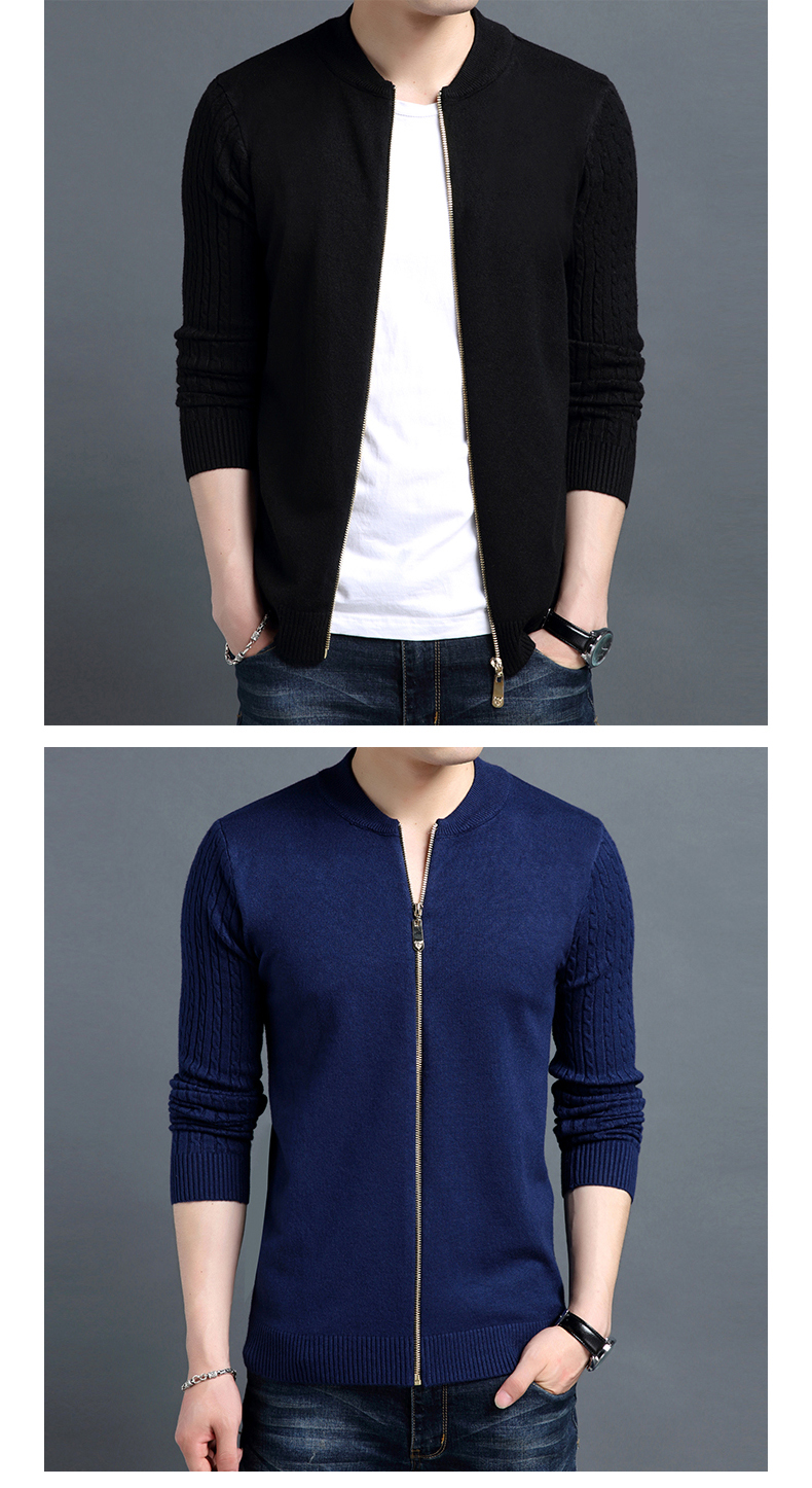 Mùa thu nam áo len mỏng đứng cổ áo cardigan áo len mỏng áo khoác thanh niên dệt kim nam làn sóng Hàn Quốc hoodie nam