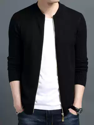 Autumn men's thin sweater stand-up collar cardigan health shirt slim jacket jacket youth sweater men's Korean tide