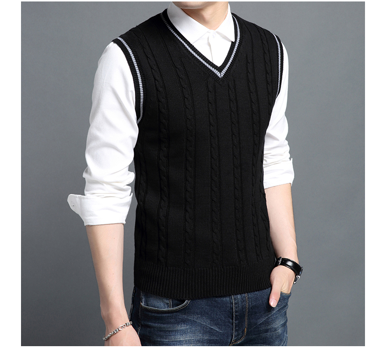 Áo len nhung mùa đông cộng với áo vest nam vest mỏng, áo khoác nam dày của Hàn Quốc khoác len mỏng