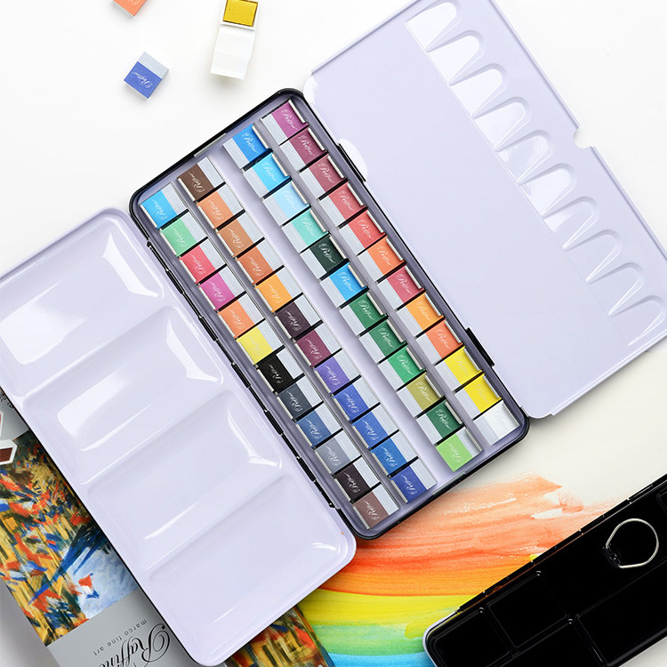 Marco Solid Water Color Paint 24 Color Fine Art Painting Special 48 Color Solid Water Color Split Split Portable Iron Boxed