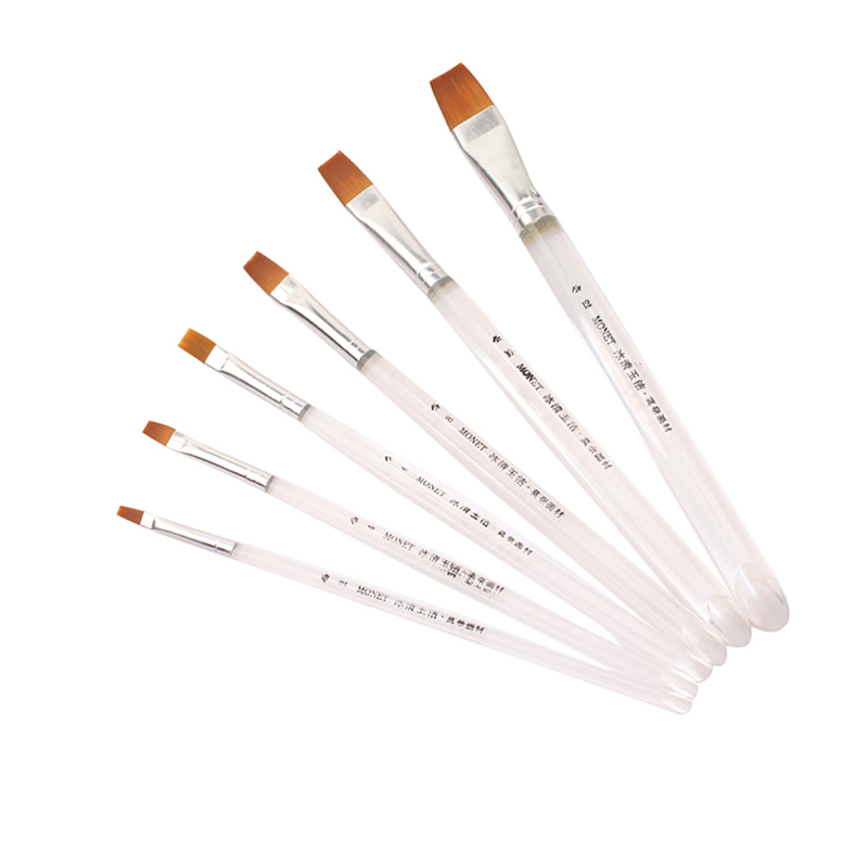 Monet MONET transparent short-pole flat-head nylon wool water powder watercolor painting pen propylene oil painting hand-painted paintbrush suit