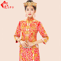 Gold and silver line big five Fu Longfeng coat dress 2021 spring and summer wedding dress Chinese bride wedding toast dress Xiuhe dress new