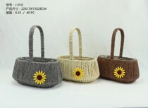 Hand-held flower basket fresh bouquet decoration handmade imitation rattan flower basket flower arrangement succulent pothos flower basket