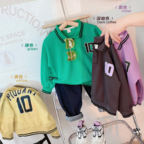 Male and female children Spring and Autumn Korean version of lapel clothes 2021 new small children Foreign style Joker polo shirt baby childrens clothing tide