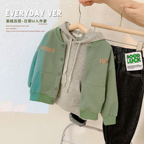 Boys letter embroidered Joker coat 2021 autumn new small children stand collar foreign style coat baby childrens clothing tide