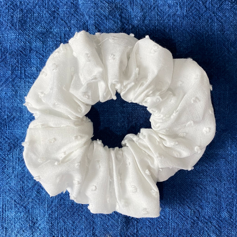 Plant dyeing blue dyeing printing and dyeing tie-dye cloth material ethnic style solid color hair ring white cotton material large intestine hair ring grid