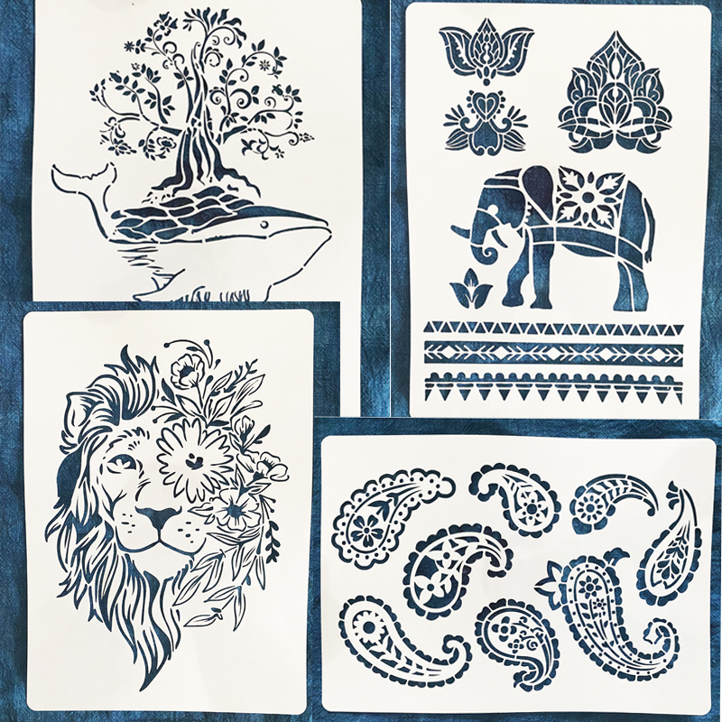 Blue printed cloth making material-type bean-dyed bean-dyed bean-dyed ethnic air element exotic field hollow pattern version of blue wax dye tool