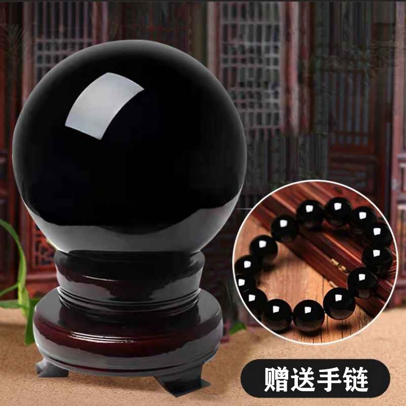 Factory direct sales natural obsidian crystal ball ornament home living room transfer decoration office ornament rough grinding